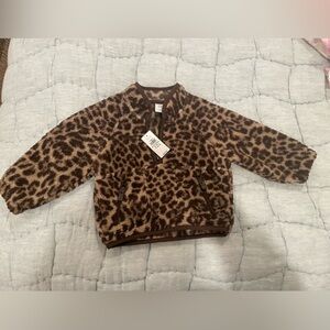 NWT Baby GAP Brown Leopard Print Fleece Jacket, 6-12 months